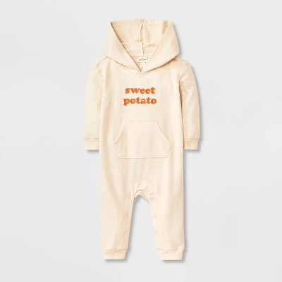 Baby Sweet Potato Hooded Romper - Cat & Jack™ Cream 6 Baby Sweet Potato Hooded Romper - Cat & Jack™ Cream - Image 4
