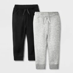 Toddler Girls' 2pk Fleece Jogger Pants - Cat & Jack™ Gray/Black -Kid Clothing GUEST 6cfb461f 017f 4093 a378 1bd55bee81db