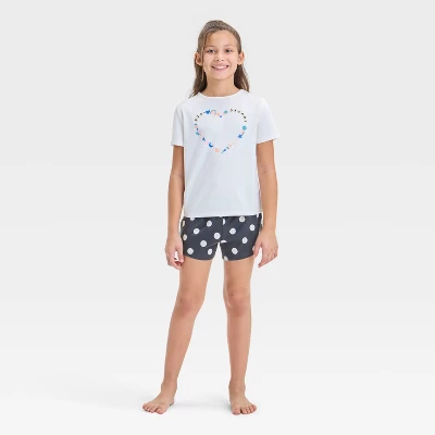 Girls' 3pc Printed Short Sleeve Pajama Set - Cat & Jack™ 4 Girls' 3pc Printed Short Sleeve Pajama Set - Cat & Jack™ - Image 2