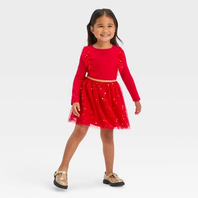 Toddler Girls' Tulle Dress - Cat & Jack™ Red 5 Toddler Girls' Tulle Dress - Cat & Jack™ Red - Image 3