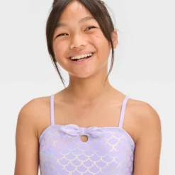 Girls' Mermaid Printed One Piece Swimsuit - Cat & Jack™ Lavender