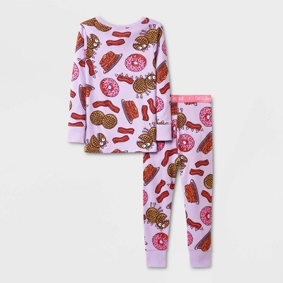 Toddler Girls' 4pc Plaid & Breakfast Pajama Set - Cat & Jack™ Pink 3 Toddler Girls' 4pc Plaid & Breakfast Pajama Set - Cat & Jack™ Pink