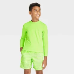 Boys' Solid Long Sleeve Rash Guard Swim Shirt - Cat & Jack™ Lime Green -Kid Clothing GUEST 71ea4e00 4a82 47e1 90be 7074a4dbfebc