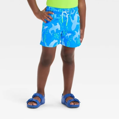 Toddler Boys' Shark And Checker 2pk Value Swim Shorts - Cat & Jack™ Blue/Black 3 Toddler Boys' Shark And Checker 2pk Value Swim Shorts - Cat & Jack™ Blue/Black