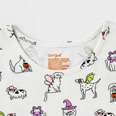 Girls' Adaptive 2pk Short Sleeve Halloween Dress - Cat & Jack™ Cream/Lavender 4 Girls' Adaptive 2pk Short Sleeve Halloween Dress - Cat & Jack™ Cream/Lavender - Image 2