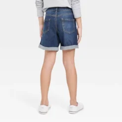 Girls' Embroidered Midi Jean Shorts - Cat & Jack™ Dark Wash