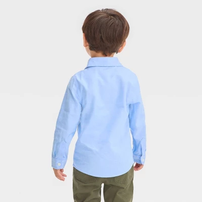 Toddler Boys' Long Sleeve Oxford 'Button-Down' Shirt - Cat & Jack™ Blue 3 Toddler Boys' Long Sleeve Oxford 'Button-Down' Shirt - Cat & Jack™ Blue