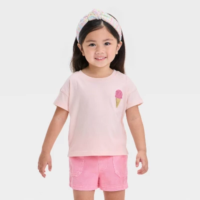 Toddler Girls' 'Ice Cream' Shirt - Cat & Jack™ Peach Orange 6 Toddler Girls' 'Ice Cream' Shirt - Cat & Jack™ Peach Orange - Image 4