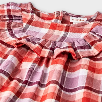 Baby Girls' Ruffle Plaid Top & Bottom Set - Cat & Jack™ Orange 4 Baby Girls' Ruffle Plaid Top & Bottom Set - Cat & Jack™ Orange - Image 2