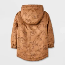 Toddler Boys' Dino Printed Hooded Parka Jacket - Cat & Jack™ Brown