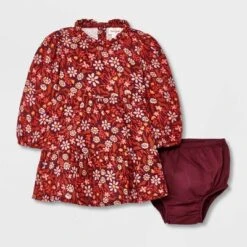 Baby Girls' Floral Twill Dress & Bottom Set - Cat & Jack™ Burgundy 9 Baby Girls' Floral Twill Dress & Bottom Set - Cat & Jack™ Burgundy -Kid Clothing GUEST 778921d7 11f2 4da1 8661 19be2027c84a