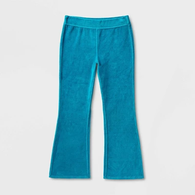 Girls' Adaptive Velour Flare Pull-On Pants - Cat & Jack™ Teal Blue 5 Girls' Adaptive Velour Flare Pull-On Pants - Cat & Jack™ Teal Blue - Image 3