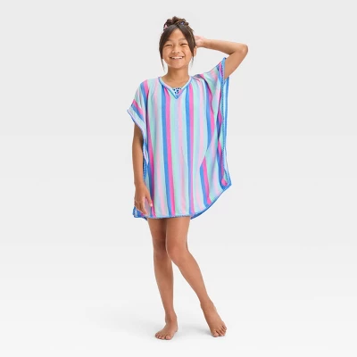 Girls' Striped Cover Up Top - Cat & Jack™ Blue 5 Girls' Striped Cover Up Top - Cat & Jack™ Blue - Image 3