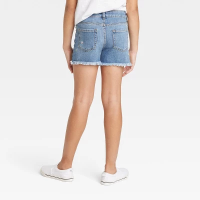 Girls' Embroidered Mid-Rise Jean Shorts - Cat & Jack™ Medium Wash 3 Girls' Embroidered Mid-Rise Jean Shorts - Cat & Jack™ Medium Wash