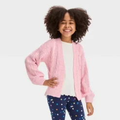 Girls' Cable Knit Short Open Layering Cardigan - Cat & Jack™ -Kid Clothing GUEST 78551df6 41cc 49df 88a6 e34067869db9