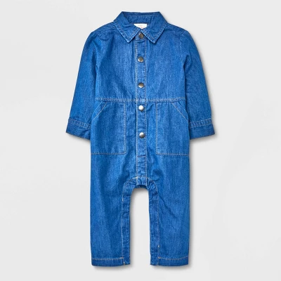 Baby Boys' Denim Coveralls - Cat & Jack™ Medium Wash 6 Baby Boys' Denim Coveralls - Cat & Jack™ Medium Wash - Image 4