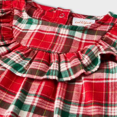 Baby Girls' Holiday Plaid Ruffle Top & Bottom Set - Cat & Jack™ Red 4 Baby Girls' Holiday Plaid Ruffle Top & Bottom Set - Cat & Jack™ Red - Image 2