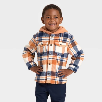 Toddler Boys' Long Sleeve Flannel Hoodie Jacket - Cat & Jack™ Orange 5 Toddler Boys' Long Sleeve Flannel Hoodie Jacket - Cat & Jack™ Orange - Image 3