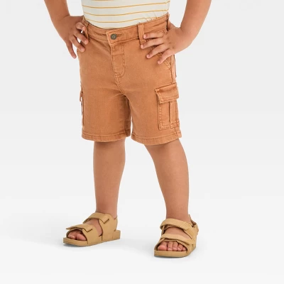 Toddler Boys' Button-Front Denim Shorts - Cat & Jack™ Orange 7 Toddler Boys' Button-Front Denim Shorts - Cat & Jack™ Orange - Image 5