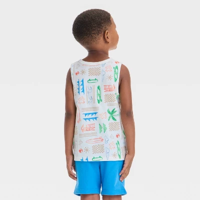 Toddler Boys' Short Sleeve Surf And Sun Tank Top - Cat & Jack™ Cream 3 Toddler Boys' Short Sleeve Surf And Sun Tank Top - Cat & Jack™ Cream