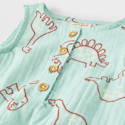 Baby Dino Gauze Tank Henley Romper - Cat & Jack™ Blue 4 Baby Dino Gauze Tank Henley Romper - Cat & Jack™ Blue - Image 2