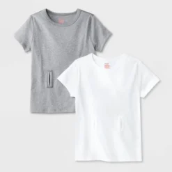 Kids' Adaptive 2pk Short Sleeve Undershirt With Abdominal Access - Cat & Jack™ Gray/White -Kid Clothing GUEST 80669743 43bd 4ad9 84ec 5713deb19431