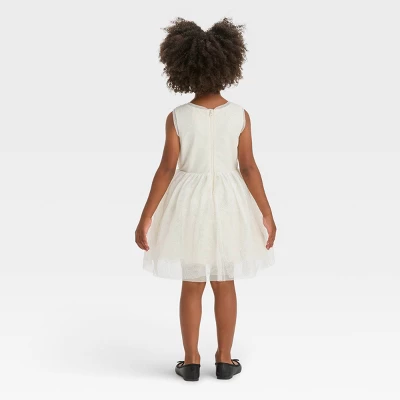 Toddler Girls' Rosette Tulle Dress - Cat & Jack™ Cream 3 Toddler Girls' Rosette Tulle Dress - Cat & Jack™ Cream