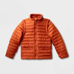 Kids' Adaptive Puffer Jacket - Cat & Jack™ Orange -Kid Clothing GUEST 82b31060 6041 4e70 8555 9c1e412e883e