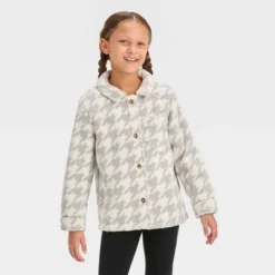 Girls' Button-Down 'Houndstooth' Shacket- Cat & Jack™ Gray/Cream 7 Girls' Button-Down 'Houndstooth' Shacket- Cat & Jack™ Gray/Cream -Kid Clothing GUEST 88b083ae 1cec 4375 a46c 67fff789f743