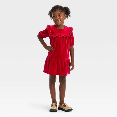 Toddler Girls' Solid Short Sleeve A-Line Dress - Cat & Jack™ Red 4 Toddler Girls' Solid Short Sleeve A-Line Dress - Cat & Jack™ Red - Image 2