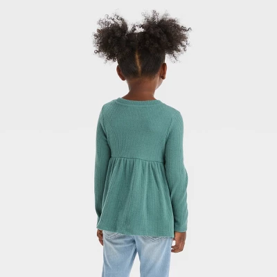 Toddler Girls' Ribbed Shirt - Cat & Jack™ Green 3 Toddler Girls' Ribbed Shirt - Cat & Jack™ Green