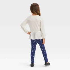 Toddler Girls' Menorah Long Sleeve Top & Star Leggings Set - Cat & Jack™ Cream