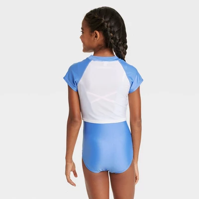 Girls' 2pc Taffy Striped Short Sleeve Rash Guard Set - Cat & Jack™ 5 Girls' 2pc Taffy Striped Short Sleeve Rash Guard Set - Cat & Jack™ - Image 3