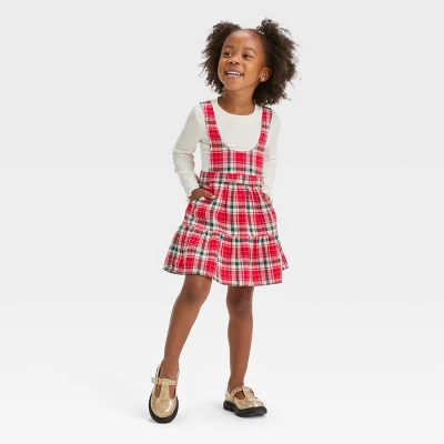 Toddler Girls' Plaid Skirtall Set - Cat & Jack™ Red 5 Toddler Girls' Plaid Skirtall Set - Cat & Jack™ Red - Image 3