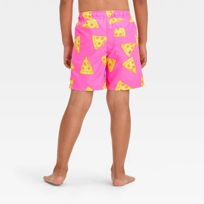 Boys' Pizza Printed Swim Shorts - Cat & Jack™ Pink/Yellow 4 Boys' Pizza Printed Swim Shorts - Cat & Jack™ Pink/Yellow - Image 2