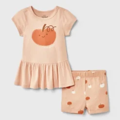 Baby Girls' 2pc Smiling Pumpkin Peplum T-Shirt And Bike Shorts Set - Cat & Jack™ Peach Orange 9 Baby Girls' 2pc Smiling Pumpkin Peplum T-Shirt And Bike Shorts Set - Cat & Jack™ Peach Orange -Kid Clothing GUEST 8f1aadcc c781 41f7 8f3c 302af5957eff