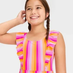 Girls' Rainbow Striped One Piece Swimsuit - Cat & Jack™