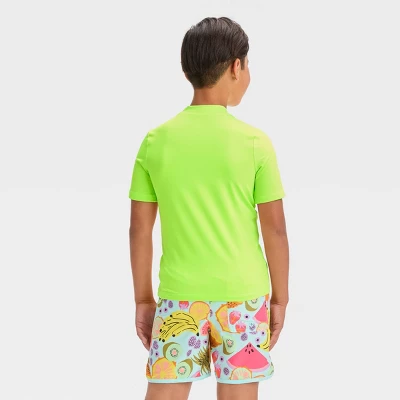 Boys' Solid Rash Guard Top - Cat & Jack™ Lime Green 4 Boys' Solid Rash Guard Top - Cat & Jack™ Lime Green - Image 2