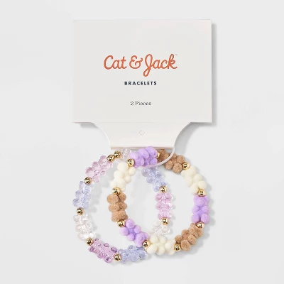 Girls' 2pk Stretch Bear Bracelet Set - Cat & Jack™ 3 Girls' 2pk Stretch Bear Bracelet Set - Cat & Jack™