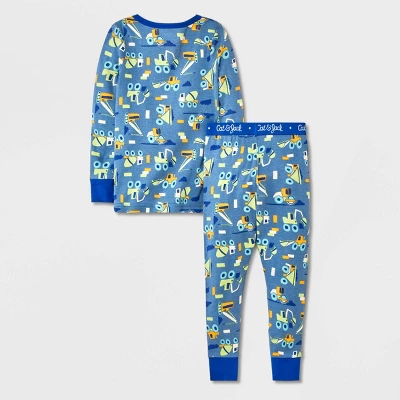 Toddler Boys' 4pc Truck & Construction Pajama Set - Cat & Jack™ Blue 3 Toddler Boys' 4pc Truck & Construction Pajama Set - Cat & Jack™ Blue