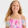 Girls' 'Flower Daydream' Floral Printed One Piece Swimsuit - Cat & Jack™ White/Pink