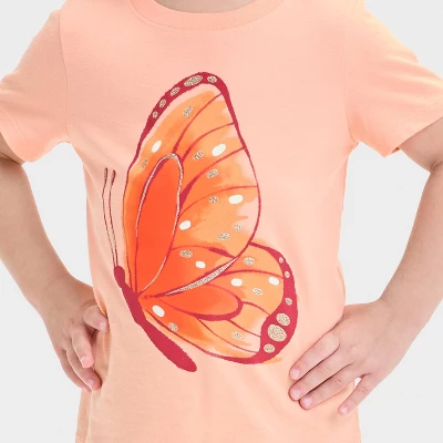 Toddler Girls' Butterfly Graphic T-Shirt - Cat & Jack™ Peach Orange 3 Toddler Girls' Butterfly Graphic T-Shirt - Cat & Jack™ Peach Orange
