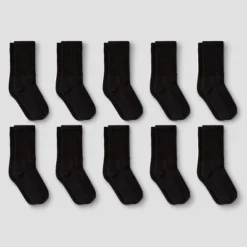 Boys' 10pk Athletic Crew Socks - Cat & Jack™ Black