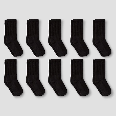 Boys' 10pk Athletic Crew Socks - Cat & Jack™ Black 3 Boys' 10pk Athletic Crew Socks - Cat & Jack™ Black