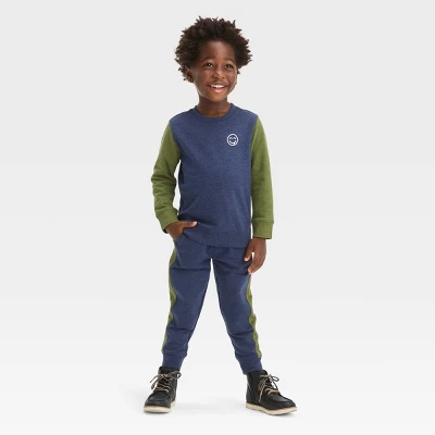 Toddler Boys' Long Sleeve Fleece Crewneck And Jogger Pants Set - Cat & Jack™ Navy Blue 5 Toddler Boys' Long Sleeve Fleece Crewneck And Jogger Pants Set - Cat & Jack™ Navy Blue - Image 3