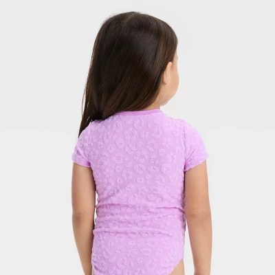 Toddler Girls' Solid Textured One Piece Swimsuit - Cat & Jack™ Purple 4 Toddler Girls' Solid Textured One Piece Swimsuit - Cat & Jack™ Purple - Image 2
