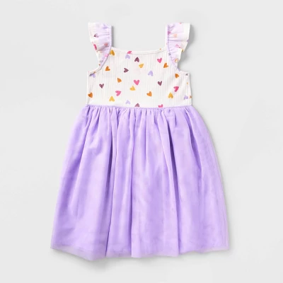Girls' Adaptive Flutter Sleeve Tulle Dress - Cat & Jack™ Almond Cream 3 Girls' Adaptive Flutter Sleeve Tulle Dress - Cat & Jack™ Almond Cream