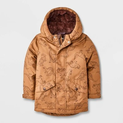 Toddler Boys' Dino Printed Hooded Parka Jacket - Cat & Jack™ Brown 6 Toddler Boys' Dino Printed Hooded Parka Jacket - Cat & Jack™ Brown - Image 4