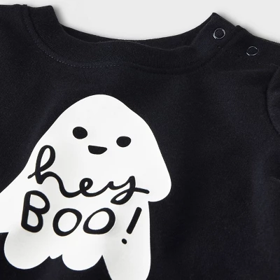 Baby 2pc 'Hey Boo' Sweatshirt & Bottom Set - Halloween - Cat & Jack™ Black 4 Baby 2pc 'Hey Boo' Sweatshirt & Bottom Set - Halloween - Cat & Jack™ Black - Image 2