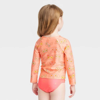 Toddler Girls' Floral Rash Guard Set - Cat & Jack™ Orange 4 Toddler Girls' Floral Rash Guard Set - Cat & Jack™ Orange - Image 2